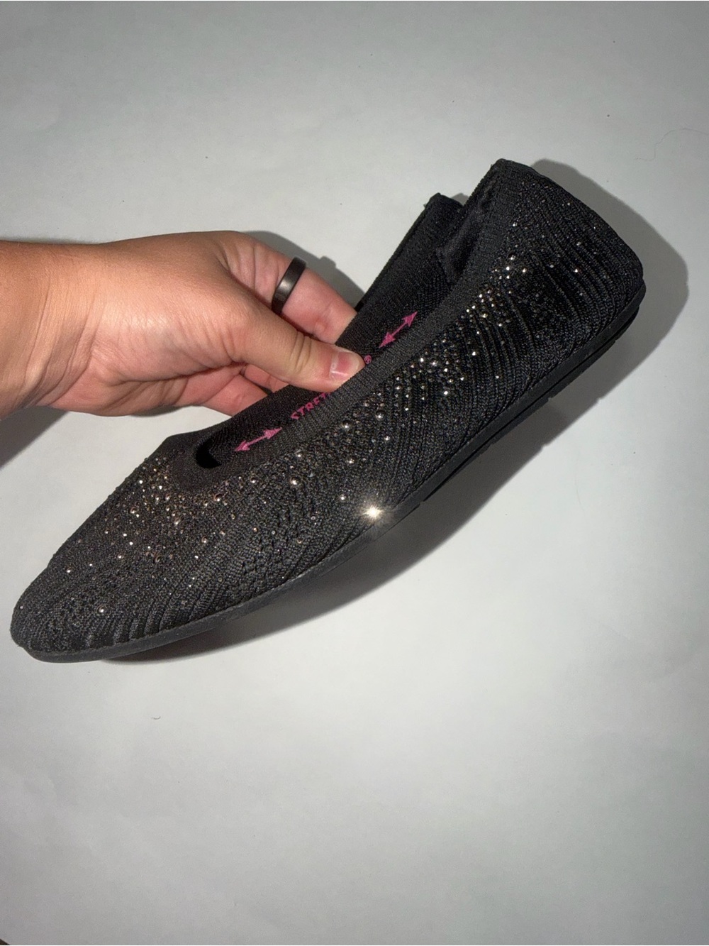 Skechers Black Sparkle Knit Slip-On Ballet Flat